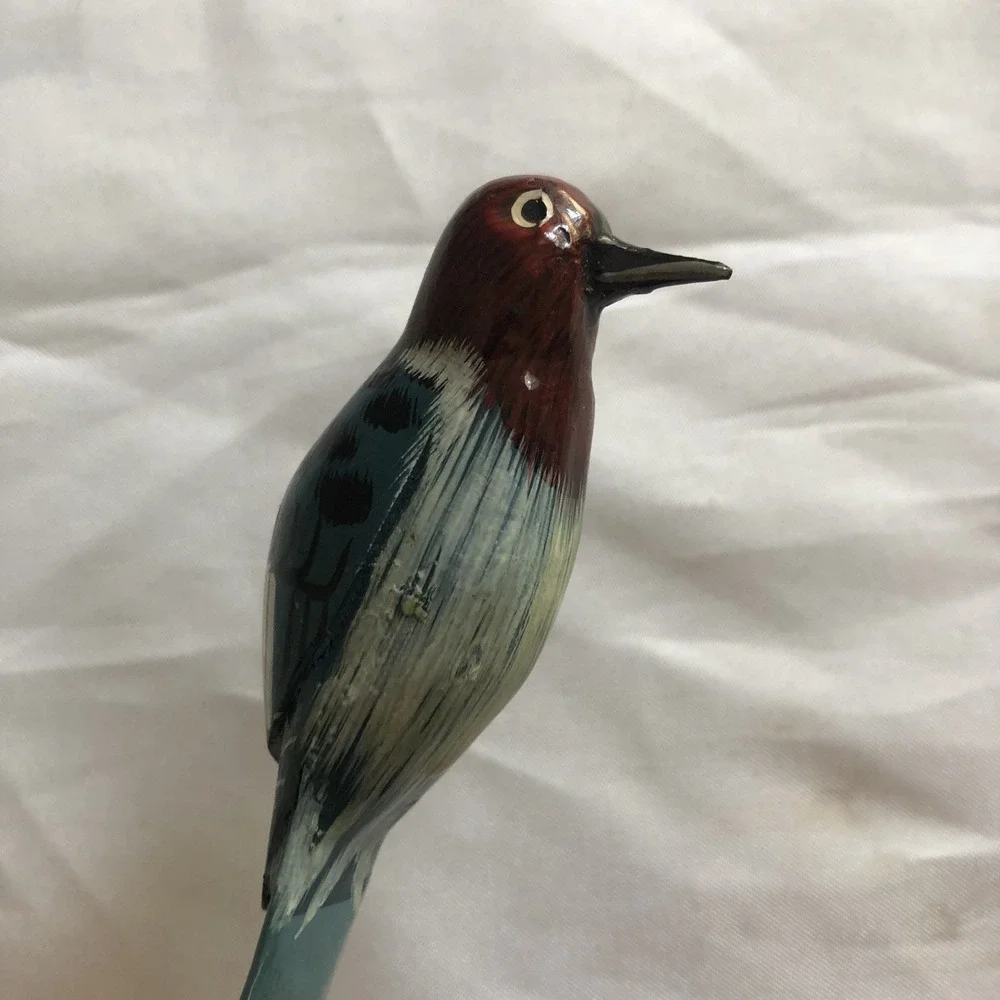 Letter Opener Wooden Hummingbird Hand Painted Hand Carved Art Vintage